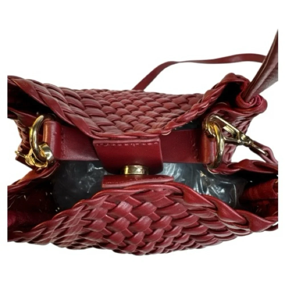 Anthropologie Hollace Woven Mini Tote Mauve Red NWOT - Picture 8 of 16